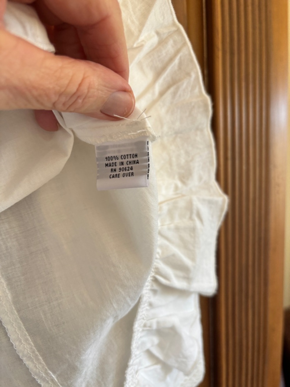 White Ruffled Button-Front Women’s Top - Picture 7 of 9